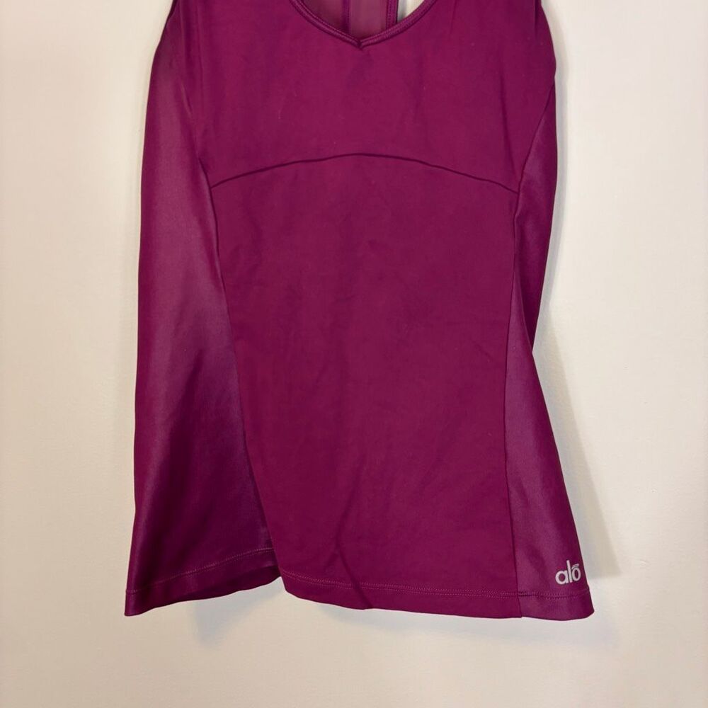 Alo Yoga Purple Shine Side Racerback Tank Top Built in Bra - Picture 3 of 5